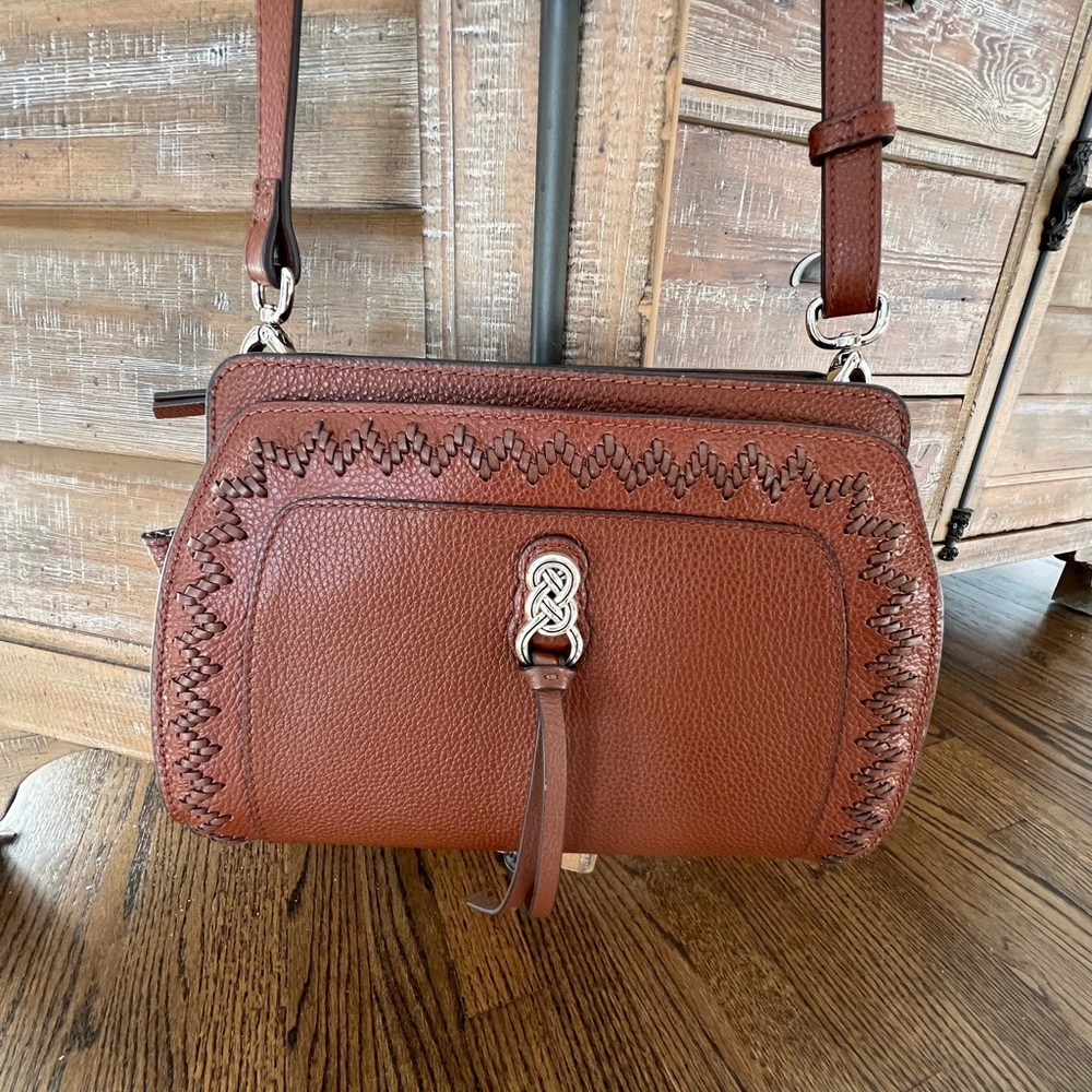 Brighton Brown Crossbody Bag with Braided Accent